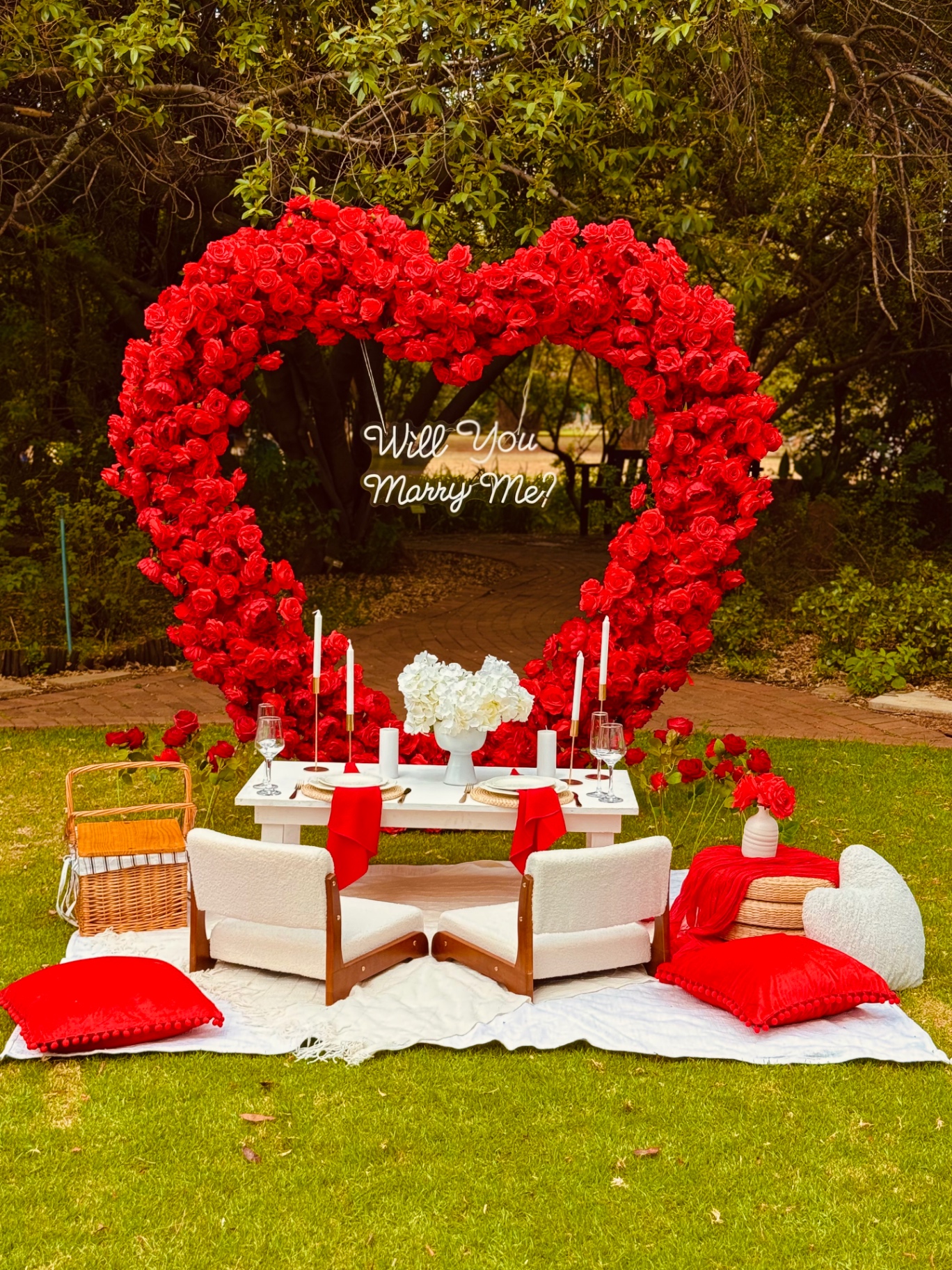 Forever Heart Proposal — styled table for two