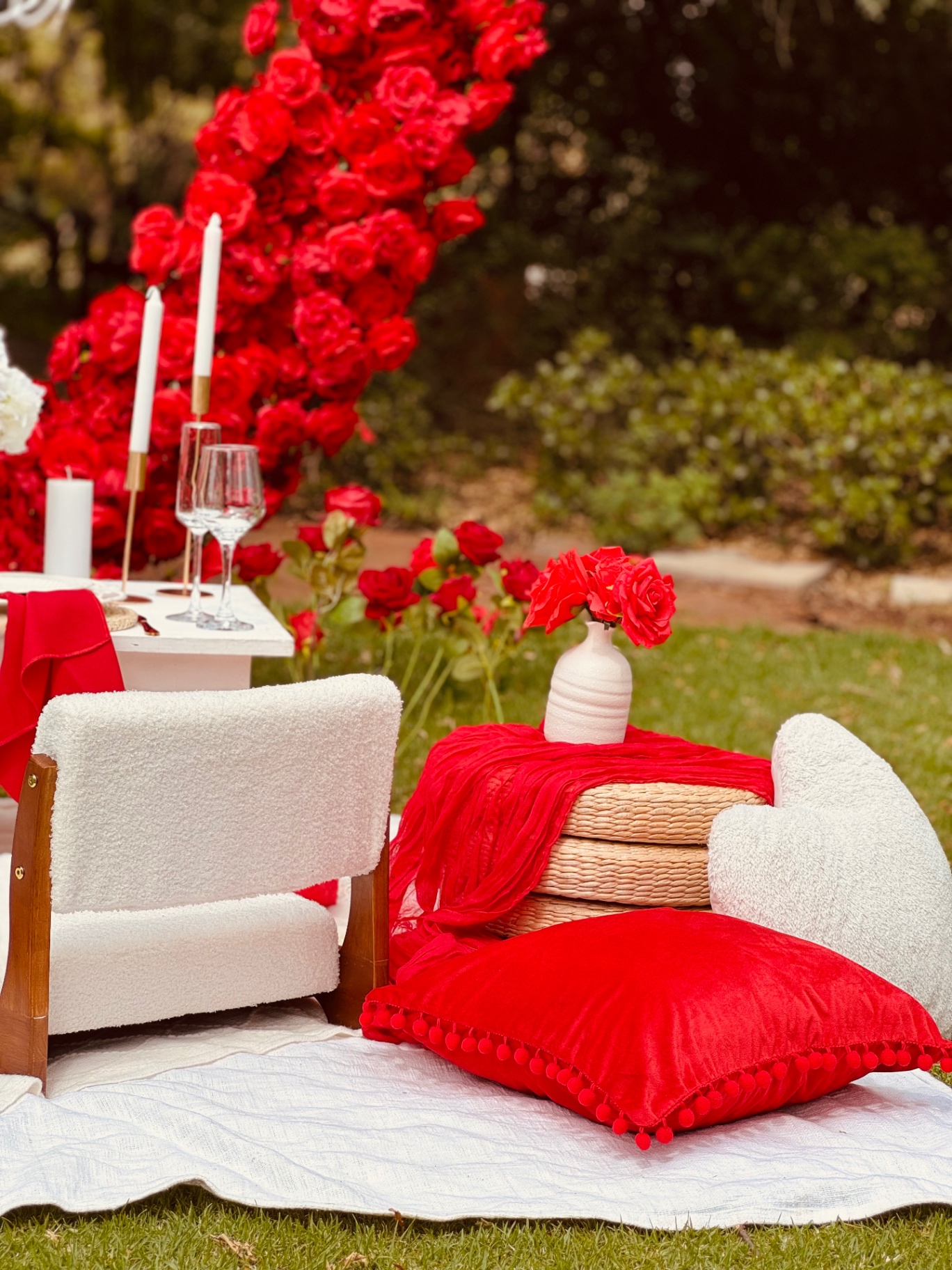 Forever Heart Proposal — velvet and rose styling